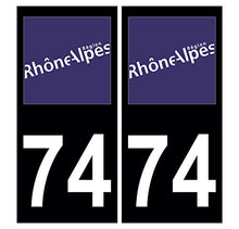 Supstick 2 Stickers Autocollants Plaques Immatriculation Auto Dept 74 Rhône Alpes Noir Angles Carrés