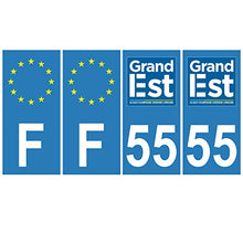 Supstick 4 Stickers Autocollants Plaques Immatriculation Auto Dept 55 Grand Est Bleu Clair Angles Carrés