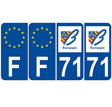 Supstick 4 Stickers Autocollants Plaques Immatriculation Auto Dept 71 Bourgogne Bleu Foncé Angles Arrondis