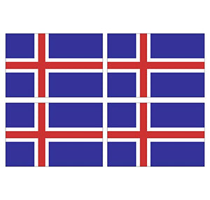 Supstick Lot de 4 Autocollants Stickers Drapeau de Pays Nation Islande Format 12x8cm