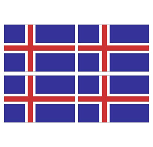 Supstick Lot de 4 Autocollants Stickers Drapeau de Pays Nation Islande Format 12x8cm