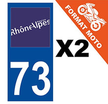 Supstick 2 Stickers Autocollants Plaques Immatriculation Moto Dept 73 Rhône Alpes Bleu Foncé Angles Carrés