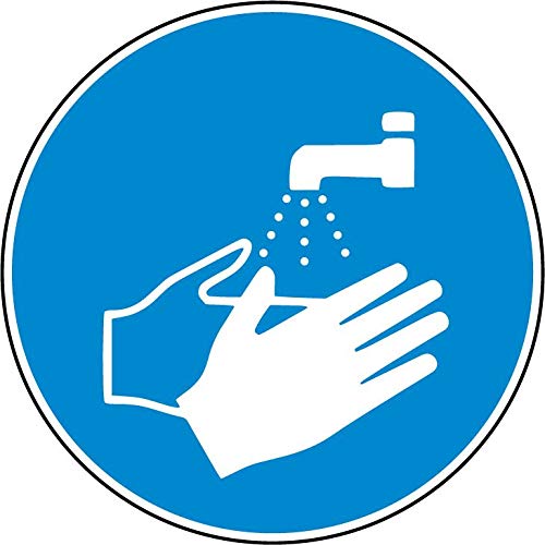 Lot de 5 Panneaux stickers signalétique - lavage de mains format 25x25cm couleur bleu