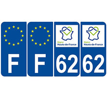 Supstick 4 Stickers Autocollants Plaques Immatriculation Auto Dept 62 Hauts de France Bleu Foncé Angles Arrondis