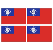 Supstick Lot de 4 Autocollants Stickers Drapeau de Pays Nation Birmanie Format 12x8cm