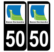 Supstick 2 Stickers Autocollants Plaques Immatriculation Auto Dept 50 Basse Normandie Noir Angles Arrondis
