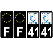 Supstick 4 Stickers Autocollants Plaques Immatriculation Auto Dept 41 Centre Noir Angles Arrondis
