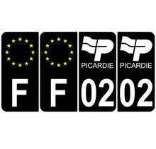 Supstick 4 Stickers Autocollants Plaques Immatriculation Auto Dept 02 Picardie Noir Angles Arrondis