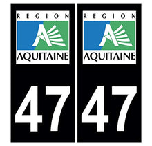 Supstick 2 Stickers Autocollants Plaques Immatriculation Auto Dept 47 Aquitaine Noir Angles Carrés