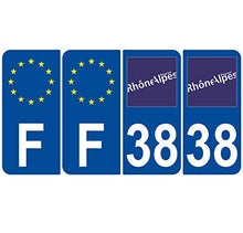 Supstick 4 Stickers Autocollants Plaques Immatriculation Auto Dept 38 Rhône Alpes Bleu Foncé Angles Arrondis