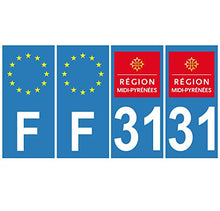 Supstick 4 Stickers Autocollants Plaques Immatriculation Auto Dept 31 Midi Pyrénées Bleu Clair Angles Carrés
