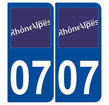 Supstick 2 Stickers Autocollants Plaques Immatriculation Auto Dept 07 Rhône Alpes Bleu Foncé Angles Arrondis