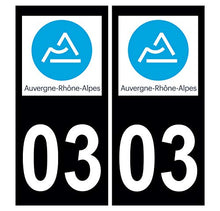 Supstick 2 Stickers Autocollants Plaques Immatriculation Auto Dept 03 Auvergne Rhône Alpes Noir Angles Carrés