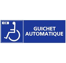 Panneau Rigide Handicapé - Personne à mobilité réduite guichet Automatique CB Format rectangulaire 10x30cm épaisseur 3mm