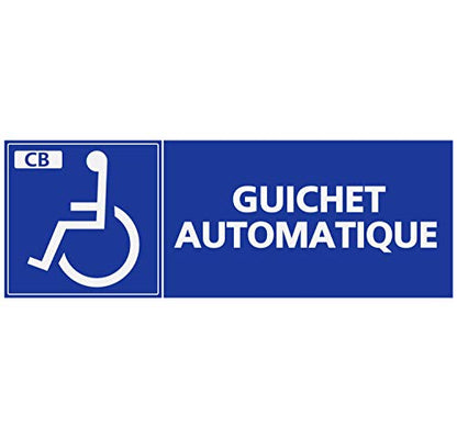 Panneau Rigide Handicapé - Personne à mobilité réduite guichet Automatique CB Format rectangulaire 24x8cm épaisseur 3mm