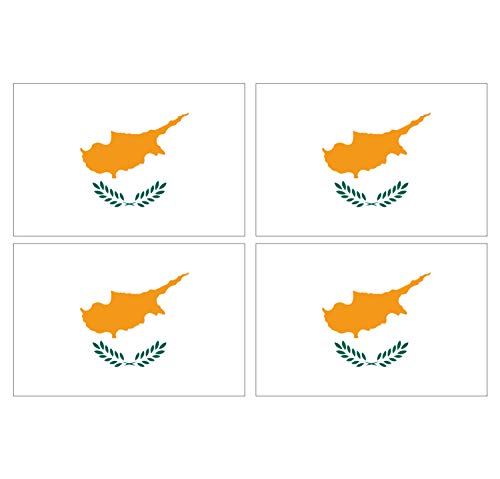 Supstick Lot de 4 Autocollants Stickers Drapeau de Pays Nation Chypre Format 6x4cm