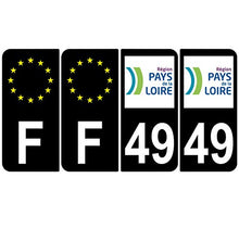 Supstick 4 Stickers Autocollants Plaques Immatriculation Auto Dept 49 Pays de la Loire Noir Angles Arrondis