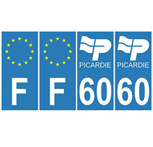 Supstick 4 Stickers Autocollants Plaques Immatriculation Auto Dept 60 Picardie Bleu Clair Angles Carrés