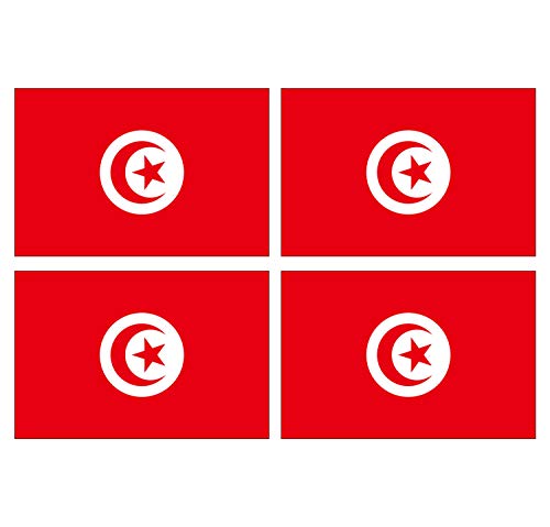 Supstick Lot de 4 Autocollants Stickers Drapeau de Pays Nation Tunisie Format 12x8cm