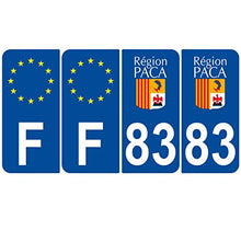 Supstick 4 Stickers Autocollants Plaques Immatriculation Auto Dept 83 Paca Bleu Foncé Angles Arrondis