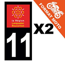 Supstick 2 Stickers Autocollants Plaques Immatriculation Moto Dept 11 Languedoc Roussillon Noir Angles Carrés