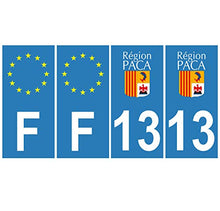 Supstick 4 Stickers Autocollants Plaques Immatriculation Auto Dept 13 Paca Bleu Clair Angles Carrés