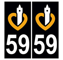 Supstick 2 Stickers Autocollants Plaques Immatriculation Auto Dept 59 Nord Noir Angles Carrés