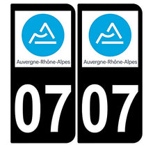 Supstick 2 Stickers Autocollants Plaques Immatriculation Auto Dept 07 Auvergne Rhône Alpes Noir Angles Arrondis