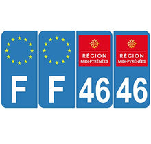 Supstick 4 Stickers Autocollants Plaques Immatriculation Auto Dept 46 Midi Pyrénées Bleu Clair Angles Arrondis