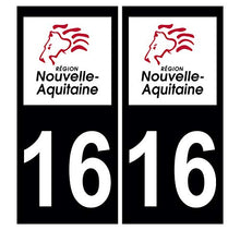 Supstick 2 Stickers Autocollants Plaques Immatriculation Auto Dept 16 Nouvelle Aquitaine Noir Angles Carrés