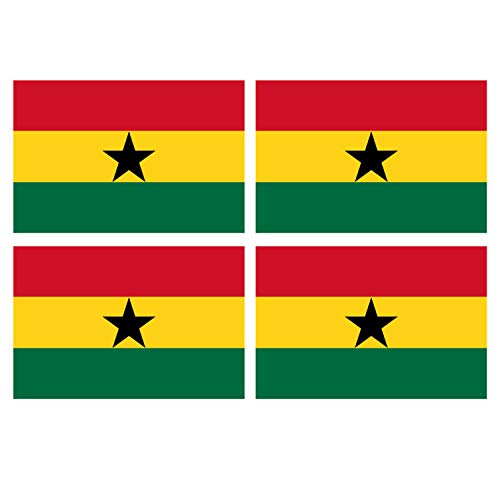 Supstick Lot de 4 Autocollants Stickers Drapeau de Pays Nation Ghana Format 12x8cm