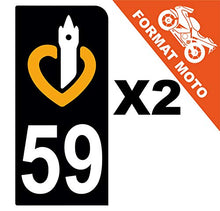 Supstick 2 Stickers Autocollants Plaques Immatriculation Moto Dept 59 Nord Noir 1 Angle Arrondi