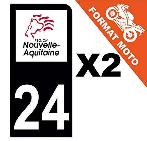 Supstick 2 Stickers Autocollants Plaques Immatriculation Moto Dept 24 Nouvelle Aquitaine Noir 1 Angle Arrondi