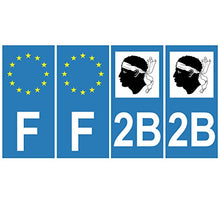 Supstick 4 Stickers Autocollants Plaques Immatriculation Auto Dept 2B Corse Bleu Clair Angles Carrés