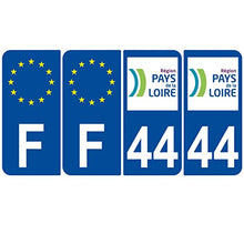 Supstick 4 Stickers Autocollants Plaques Immatriculation Auto Dept 44 Pays de la Loire Bleu Foncé Angles Arrondis