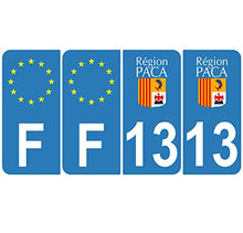 Supstick 4 Stickers Autocollants Plaques Immatriculation Auto Dept 13 Paca Bleu Clair Angles Arrondis