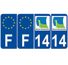 Supstick 4 Stickers Autocollants Plaques Immatriculation Auto Dept 14 Basse Normandie Bleu Foncé Angles Arrondis