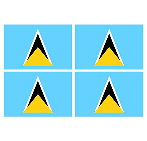 Supstick Lot de 4 Autocollants Stickers Drapeau de Pays Nation Sainte-Lucie Format 12x8cm