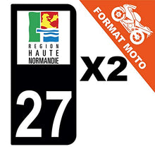 Supstick 2 Stickers Autocollants Plaques Immatriculation Moto Dept 27 Haute Normandie Noir 2 Angles Arrondis