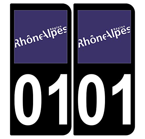 Supstick 2 Stickers Autocollants Plaques Immatriculation Auto Dept 01 Rhône Alpes Noir Angles Arrondis