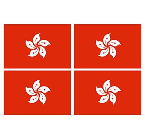Supstick Lot de 4 Autocollants Stickers Drapeau de Pays Nation Hong-Kong Format 12x8cm