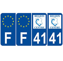 Supstick 4 Stickers Autocollants Plaques Immatriculation Auto Dept 41 Centre Bleu Foncé Angles Arrondis