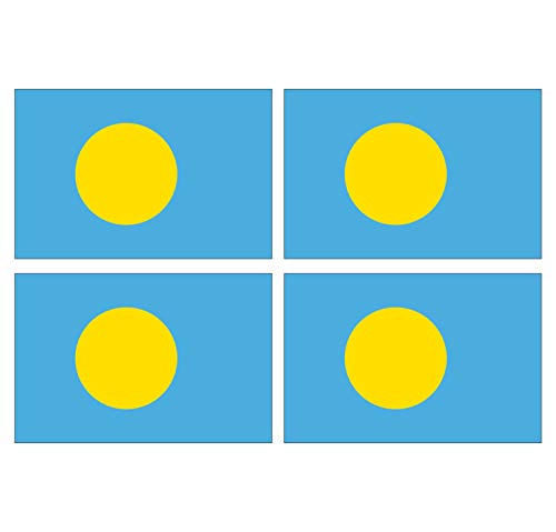 Supstick Lot de 4 Autocollants Stickers Drapeau de Pays Nation Palaos Format 6x4cm