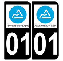 Supstick 2 Stickers Autocollants Plaques Immatriculation Auto Dept 01 Auvergne Rhône Alpes Noir Angles Arrondis