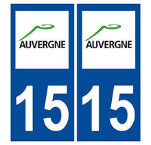 Supstick 2 Stickers Autocollants Plaques Immatriculation Auto Dept 15 Auvergne Bleu Foncé Angles Carrés