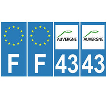 Supstick 4 Stickers Autocollants Plaques Immatriculation Auto Dept 43 Auvergne Bleu Clair Angles Carrés