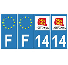 Supstick 4 Stickers Autocollants Plaques Immatriculation Auto Dept 14 Normandie Bleu Clair Angles Carrés
