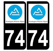 Supstick 2 Stickers Autocollants Plaques Immatriculation Auto Dept 74 Auvergne Rhône Alpes Noir Angles Arrondis