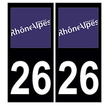 Supstick 2 Stickers Autocollants Plaques Immatriculation Auto Dept 26 Rhône Alpes Noir Angles Carrés