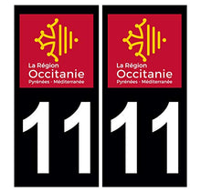 Supstick 2 Stickers Autocollants Plaques Immatriculation Auto Dept 11 Occitanie Noir Angles Carrés